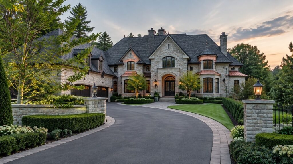 Stone estate home in Kleinburg, Vaughan with a new roof