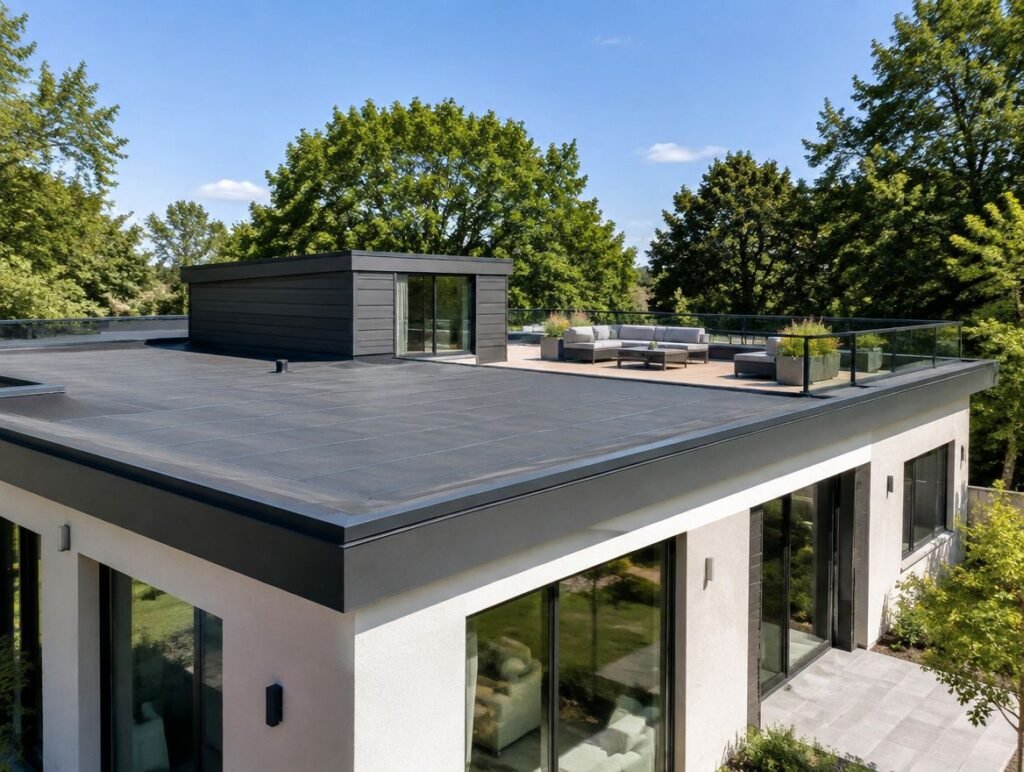Modern luxury Toronto home with a new flat roof