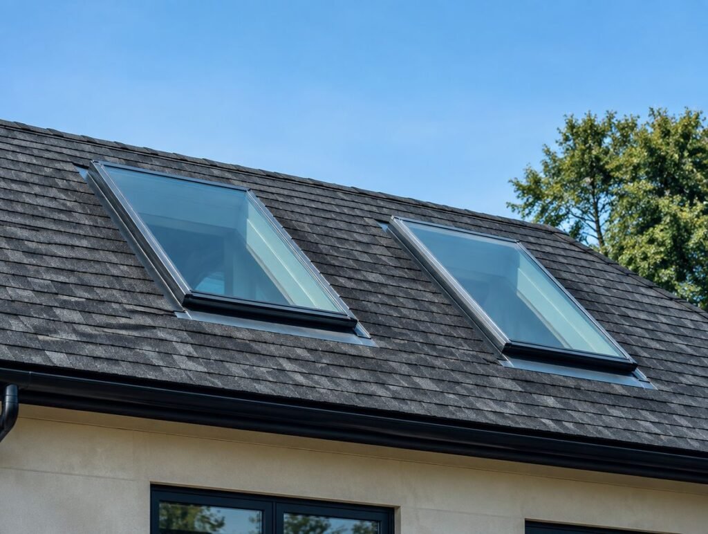 New skylights on the roof of a luxury Toronto home