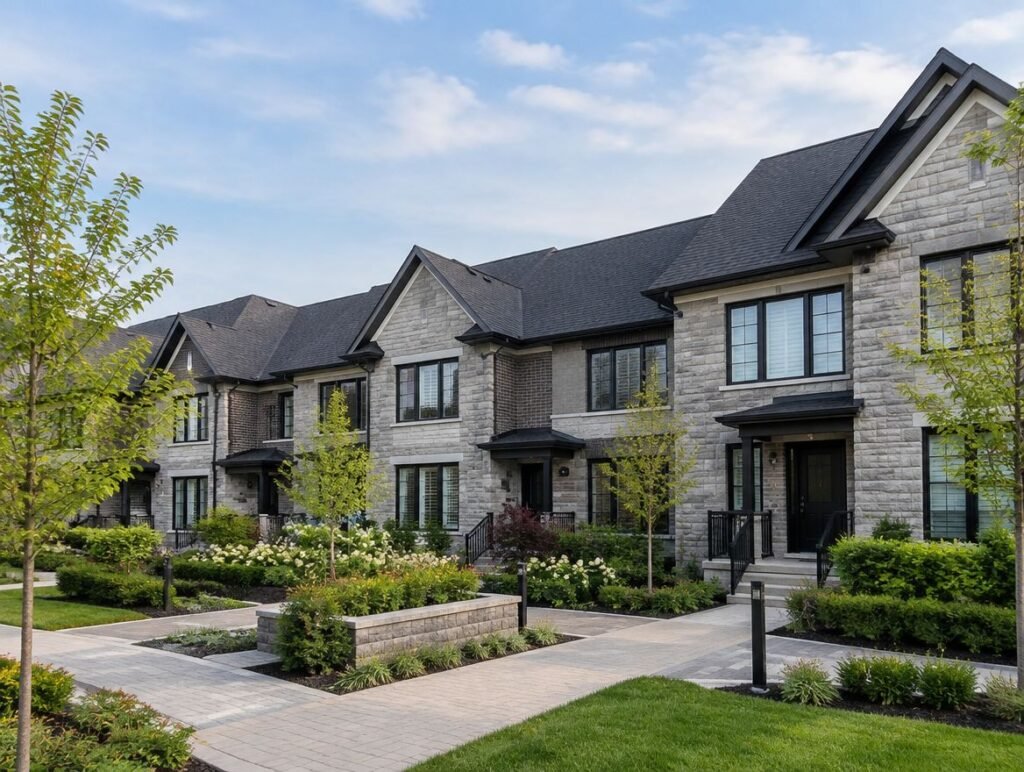 Townhouse complex in Richmond Hill with new shingle roofs