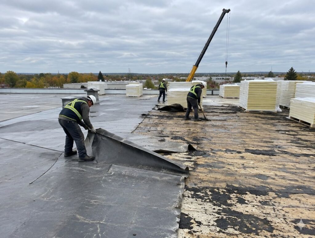 Warehouse roof replacement in Concord, Ontario